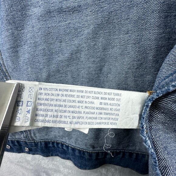 Forever 21 Denim Jacket Distressed Womens Size Small Button Front Blue - Picture 6 of 12